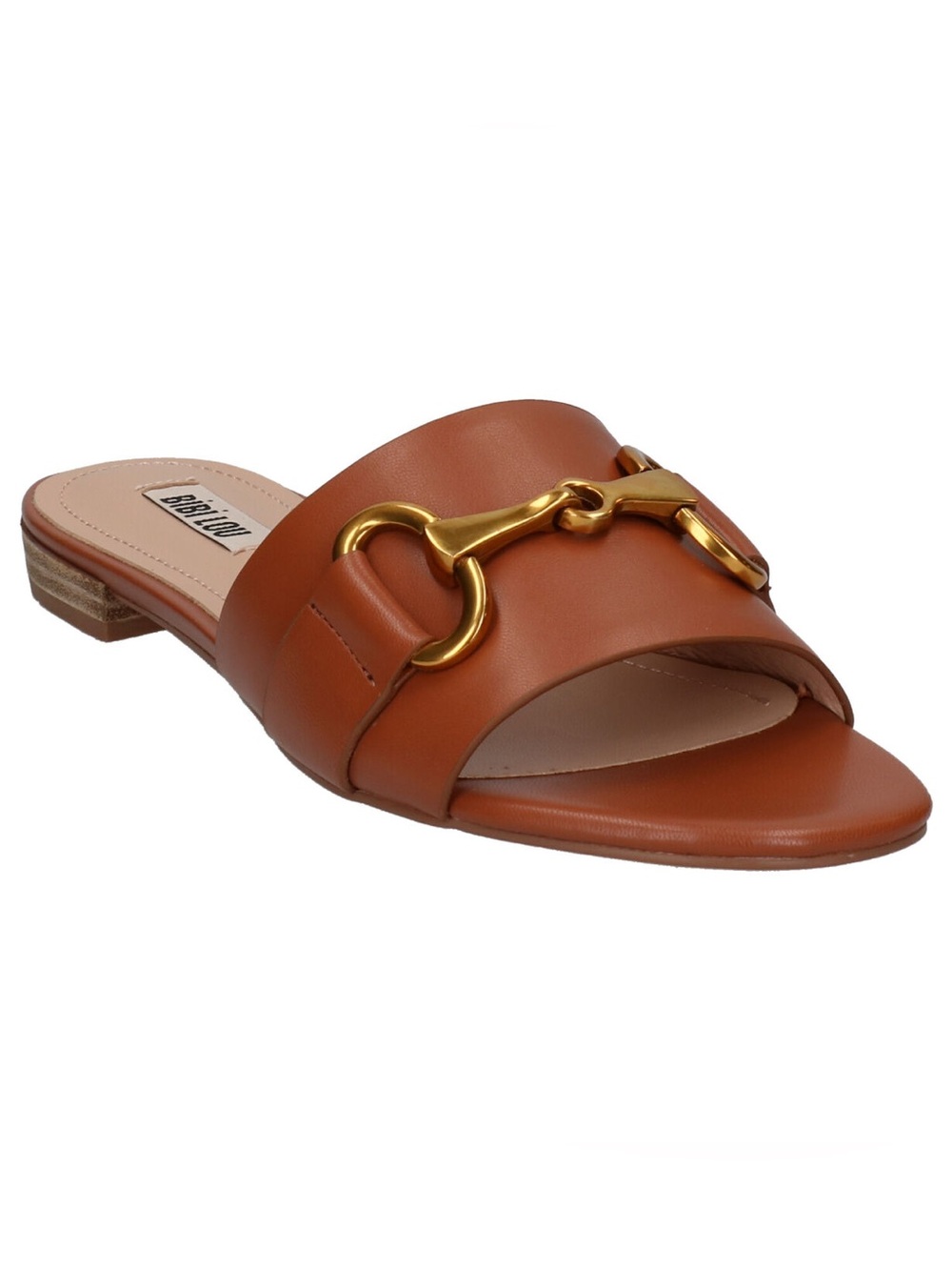 Bobbi Lou Anthropologie Tan Slide Mule with Gold Bit Siz 36 NEW
